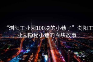 “瀏陽工業園100塊的小巷子”瀏陽工業園隱秘小巷的百塊故事