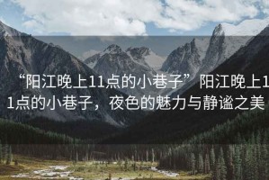 “陽江晚上11點的小巷子”陽江晚上11點的小巷子，夜色的魅力與靜謐之美