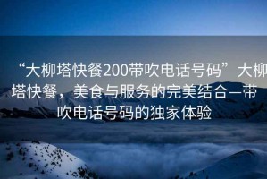 “大柳塔快餐200帶吹電話號(hào)碼”大柳塔快餐，美食與服務(wù)的完美結(jié)合—帶吹電話號(hào)碼的獨(dú)家體驗(yàn)