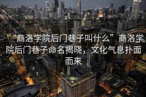 “商洛學院后門巷子叫什么”商洛學院后門巷子命名揭曉，文化氣息撲面而來