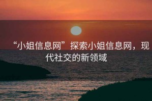 “小姐信息網”探索小姐信息網，現代社交的新領域
