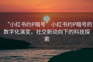 “小紅書約P暗號”小紅書約P暗號的數字化演變，社交新動向下的科技探索