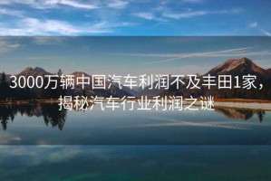 3000萬輛中國汽車利潤不及豐田1家，揭秘汽車行業利潤之謎