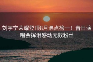 劉宇寧榮耀登頂8月沸點(diǎn)榜一！昔日演唱會(huì)揮淚感動(dòng)無(wú)數(shù)粉絲