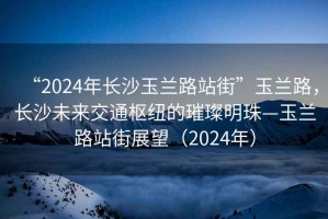“2024年長沙玉蘭路站街”玉蘭路，長沙未來交通樞紐的璀璨明珠—玉蘭路站街展望（2024年）