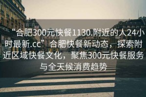“合肥300元快餐1130.附近的人24小時最新.cc”合肥快餐新動態(tài)，探索附近區(qū)域快餐文化，聚焦300元快餐服務(wù)與全天候消費趨勢
