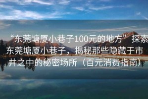 “東莞塘廈小巷子100元的地方”探索東莞塘廈小巷子，揭秘那些隱藏于市井之中的秘密場(chǎng)所（百元消費(fèi)指南）