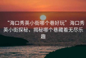 “海口秀英小街哪個巷好玩”海口秀英小街探秘，揭秘哪個巷藏著無盡樂趣