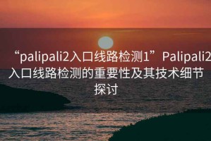 “palipali2入口線路檢測(cè)1”Palipali2入口線路檢測(cè)的重要性及其技術(shù)細(xì)節(jié)探討