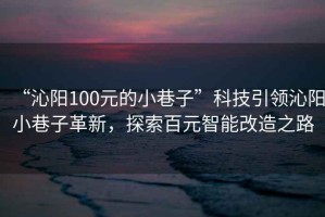 “沁陽(yáng)100元的小巷子”科技引領(lǐng)沁陽(yáng)小巷子革新，探索百元智能改造之路