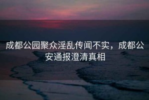 成都公園聚眾淫亂傳聞不實，成都公安通報澄清真相