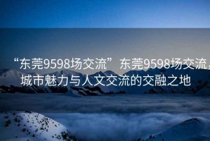 “東莞9598場交流”東莞9598場交流，城市魅力與人文交流的交融之地