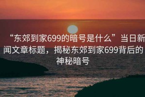 “東郊到家699的暗號是什么”當日新聞文章標題，揭秘東郊到家699背后的神秘暗號