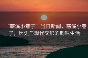 “慈溪小巷子”當日新聞，慈溪小巷子，歷史與現代交織的韻味生活
