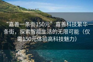 “嘉善一條街150元”嘉善科技繁華一條街，探索智能生活的無限可能（僅需150元體驗高科技魅力）