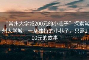 “常州大學城200元的小巷子”探索常州大學城，一條獨特的小巷子，只需200元的故事