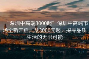 “深圳中高端3000起”深圳中高端市場全新開啟，從3000元起，探尋品質生活的無限可能