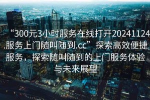 “300元3小時(shí)服務(wù)在線打開20241124.服務(wù)上門隨叫隨到.cc”探索高效便捷服務(wù)，探索隨叫隨到的上門服務(wù)體驗(yàn)與未來展望