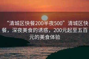 “清城區快餐200半夜500”清城區快餐，深夜美食的誘惑，200元起至五百元的美食體驗
