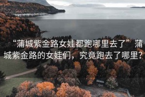 “蒲城紫金路女娃都跑哪里去了”蒲城紫金路的女娃們，究竟跑去了哪里？