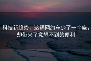 科技新趨勢，這輛網約車少了一個座，卻帶來了意想不到的便利