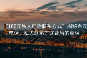 “100元私人電話聯系方式”揭秘百元電話，私人聯系方式背后的真相
