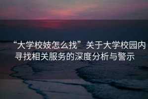 “大學校妓怎么找”關于大學校園內尋找相關服務的深度分析與警示