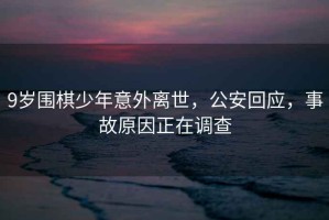 9歲圍棋少年意外離世，公安回應，事故原因正在調查