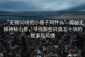 “無錫50塊的小巷子叫什么”揭秘無錫神秘小巷，尋找那些只值五十塊的故事與風情