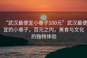 “武漢最便宜小巷子100元”武漢最便宜的小巷子，百元之內，美食與文化的獨特體驗
