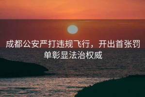 成都公安嚴打違規(guī)飛行，開出首張罰單彰顯法治權威