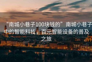 “南城小巷子100塊錢的”南城小巷子中的智能科技，百元智能設備的普及之旅