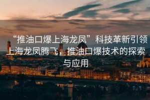 “推油口爆上海龍鳳”科技革新引領上海龍鳳騰飛，推油口爆技術的探索與應用