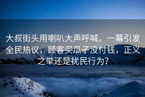 大叔街頭用喇叭大聲呼喊，一幕引發全民熱議，顧客買瓜子沒付錢，正義之舉還是擾民行為？