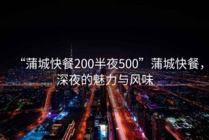 “蒲城快餐200半夜500”蒲城快餐，深夜的魅力與風(fēng)味