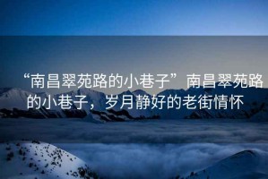“南昌翠苑路的小巷子”南昌翠苑路的小巷子，歲月靜好的老街情懷