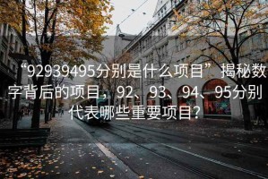 “92939495分別是什么項目”揭秘數字背后的項目，92、93、94、95分別代表哪些重要項目？