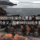 “949598分別是什么意思”揭秘數字背后的含義，探索949598的多重解讀