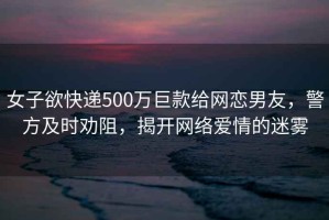 女子欲快遞500萬巨款給網戀男友，警方及時勸阻，揭開網絡愛情的迷霧
