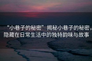 “小巷子的秘密”揭秘小巷子的秘密，隱藏在日常生活中的獨特韻味與故事