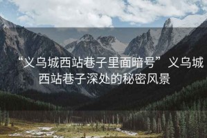 “義烏城西站巷子里面暗號”義烏城西站巷子深處的秘密風景