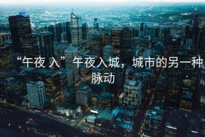“午夜 入”午夜入城，城市的另一種脈動