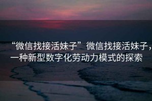 “微信找接活妹子”微信找接活妹子，一種新型數(shù)字化勞動(dòng)力模式的探索