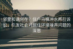 鄰里和諧何在？住戶馬桶沖水聲引訴訟，引發(fā)社會對居住環(huán)境噪聲問題的深思