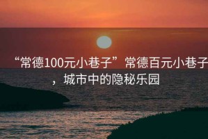 “常德100元小巷子”常德百元小巷子，城市中的隱秘樂園