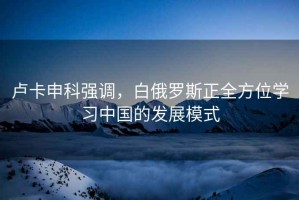 盧卡申科強調，白俄羅斯正全方位學習中國的發展模式