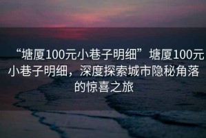 “塘廈100元小巷子明細”塘廈100元小巷子明細，深度探索城市隱秘角落的驚喜之旅