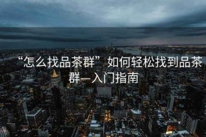 “怎么找品茶群”如何輕松找到品茶群—入門指南