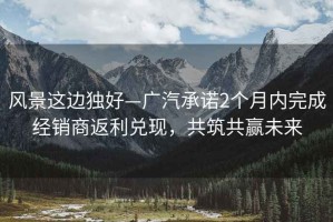 風景這邊獨好—廣汽承諾2個月內完成經銷商返利兌現，共筑共贏未來