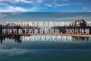 “300元快餐不限次數(shù)加微信好友”城市快節(jié)奏下的美食新風(fēng)尚，300元快餐與微信好友的無界連接